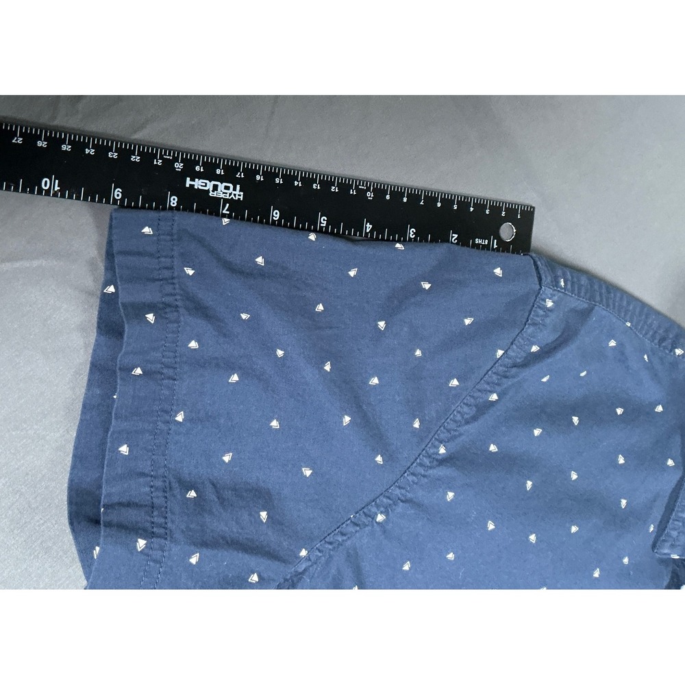 American Eagle Men Navy Blue Geometric Triangle Short Sleeve Button Down Shirt L - Picture 6 of 11